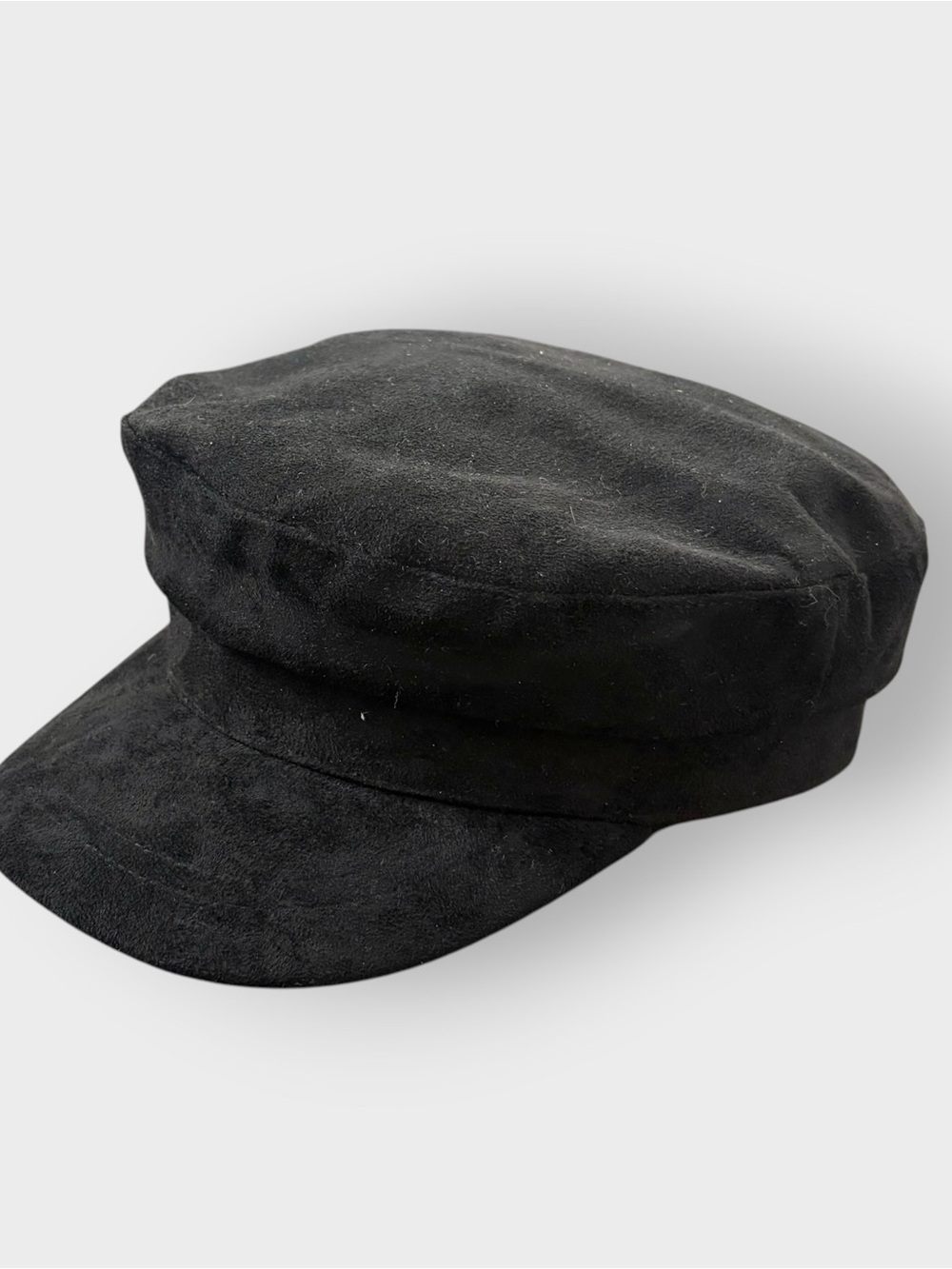 Black Faux Suede Newsboy Baker Boy Cap - Cadet Cap, Y2K Vintage